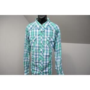 Cowboy Up Tailored Fit Western Pearl Snaps Plaid Cowboy Shirt Mens Sz 2XL XXL